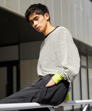 【WHIMSIC】COLOR RIB LONG SLEEVE BORDER T