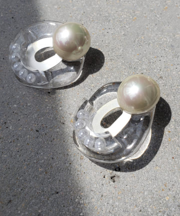 【パールの存在感を楽しむ・HUI(ヒュイ)】パールパールイヤリング