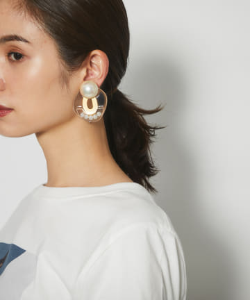 【大きめパールが目を惹く・HUI(ヒュイ)】パールパールイヤリング