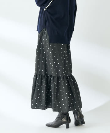 【トレンドを高機能素材で楽しむ・マルモア・手洗い可】ドットレインスカート