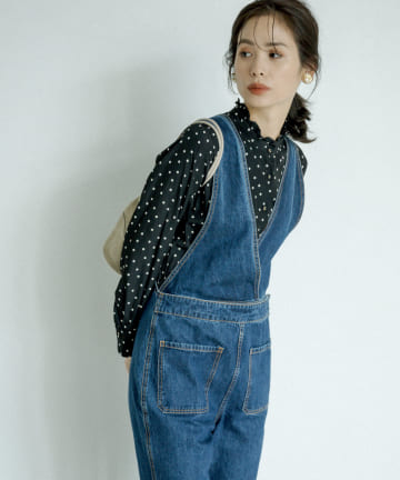 【COZスタイル・洗える・カレンテージ】カシュクール風オーバーオール