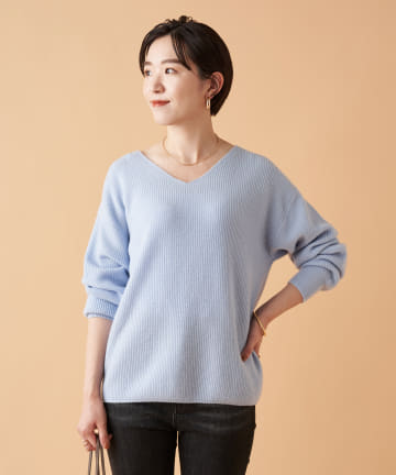 カシミヤ100畦Vニット