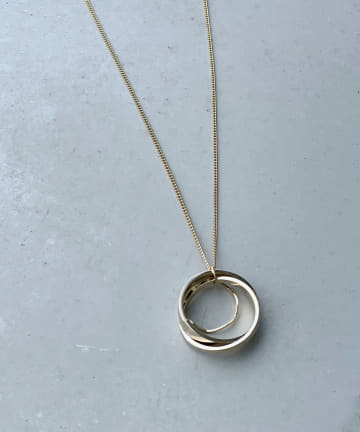 【ロングネックレスで縦見え効果】サークルモチーフネックレス