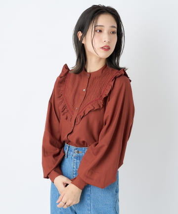 インドレーヨンピンタックブラウス