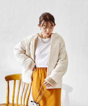 リバーシブルボアハーフコート