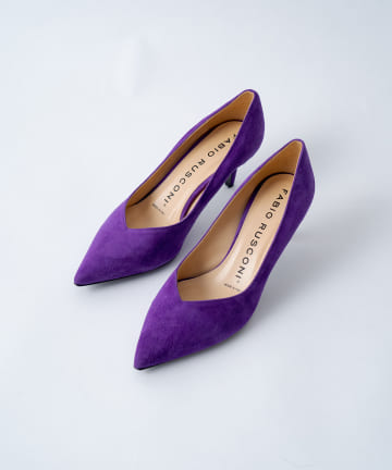 【FABIO RUSCONI/ファビオ ルスコーニ】スウェードVカットパンプス