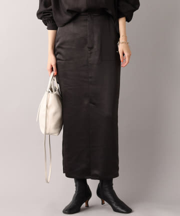 【旬なカラーで大人スタイリング】ヴィンテージサテンナロースカート