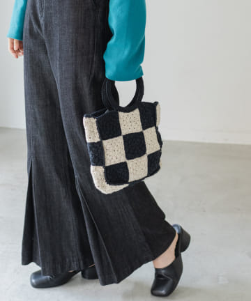 チェッカー柄ハンドクロシェBAG