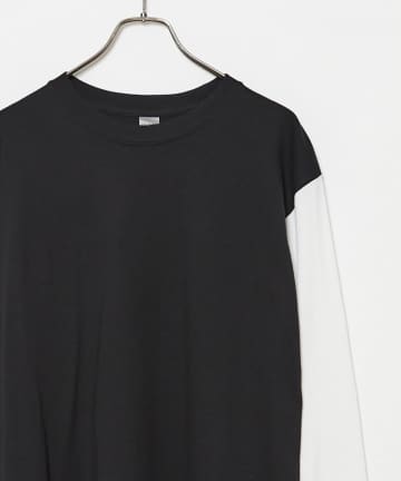 リメイク袖配色ビッグシルエットロングスリーブTシャツ
