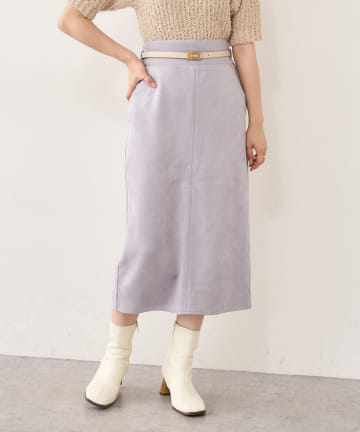 natural couture(ナチュラルクチュール) ベルト付きポンチスエードタイトスカートMサイズ