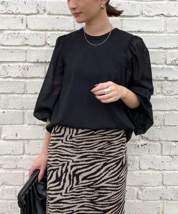 オーガンジーパフカットソー