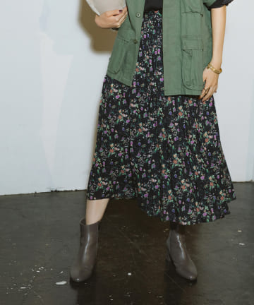 【COZスタイル・セットアップ可・手洗い可】ガーデンフラワースカート