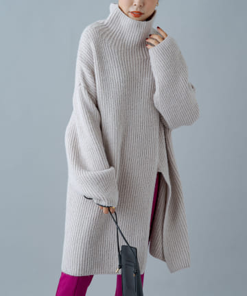 【odore/オドル】片畦タートルチュニックニット