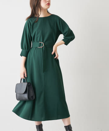 natural couture(ナチュラルクチュール) カットジョーゼット美シルエットフレアワンピース