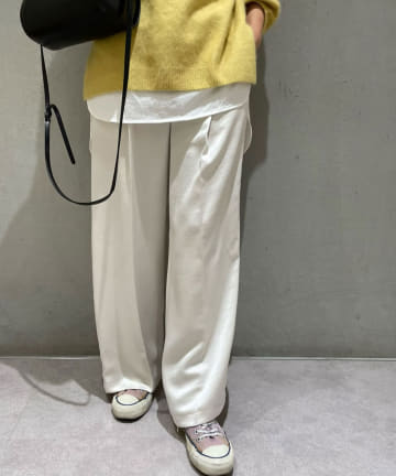 ポリエステルサテンヴィンテージワイドパンツ