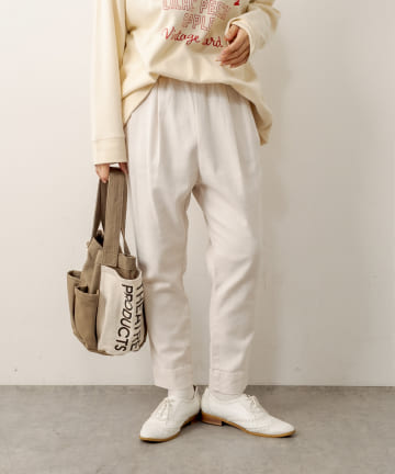 綿麻ストレッチテーパードパンツ