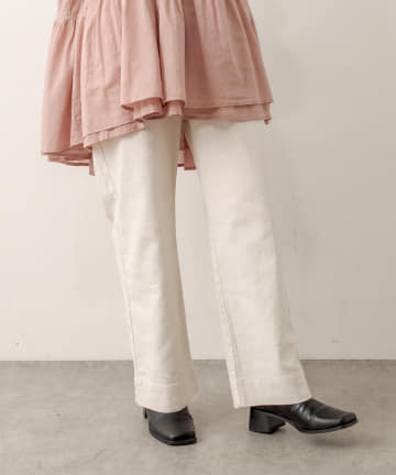 綿麻ストレッチワイドパンツ