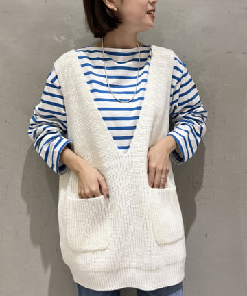 片畦ポケットニットベスト