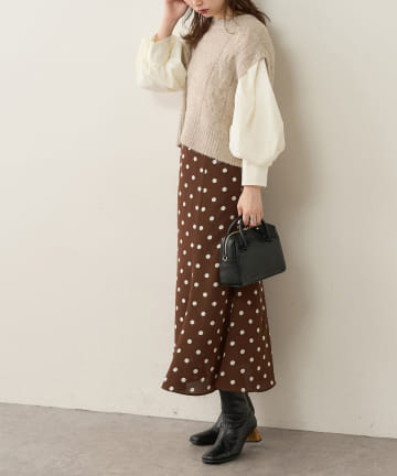 natural couture(ナチュラルクチュール) 【WEB限定】osono長さ変えれるレトロドットスカート