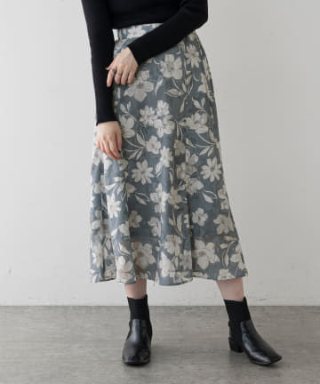 natural couture(ナチュラルクチュール) オリエンタル花柄ジャガードスカート