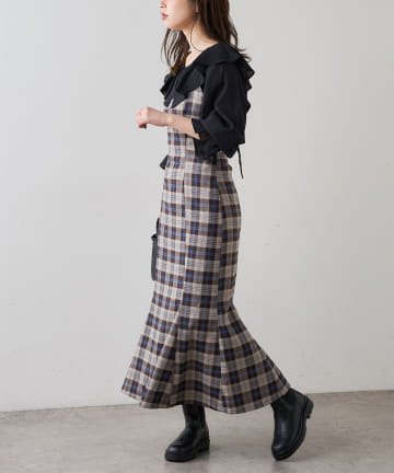 natural couture(ナチュラルクチュール) 【WEB限定】ハイウエストマーメイドジャンバースカート
