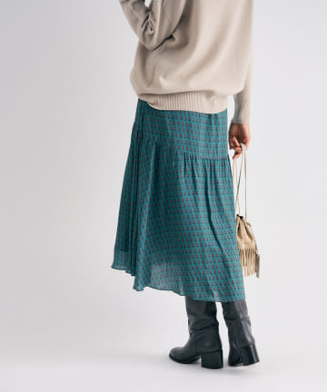 【ロマンチック大人ガーリー・手洗い】小花プリントバックテールティアードスカート