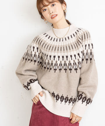prose verse(プロズヴェール) ハイネックノルディック柄ニット