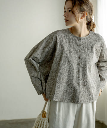 【WEB限定】綿花刺繍前開きブラウス