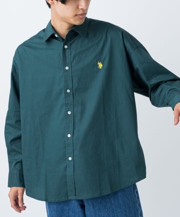 【U.S. POLO ASSN. 】別注ブロード無地ビッグシャツ