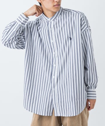 【U.S. POLO ASSN. 】別注マルチストライプバンドカラービッグシャツ