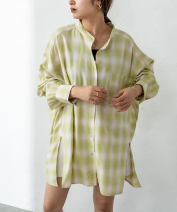 OUTLET(アウトレット) 【mystic】オンブレーチェックBIGシャツ