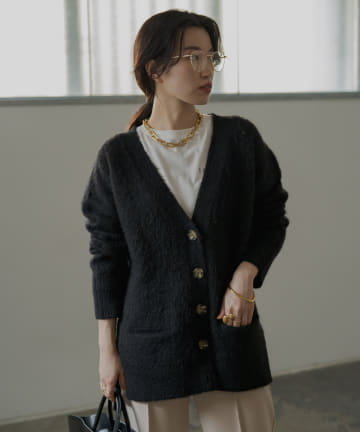 シャギーニットカーデ