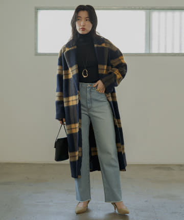 チェック柄チェスターコート