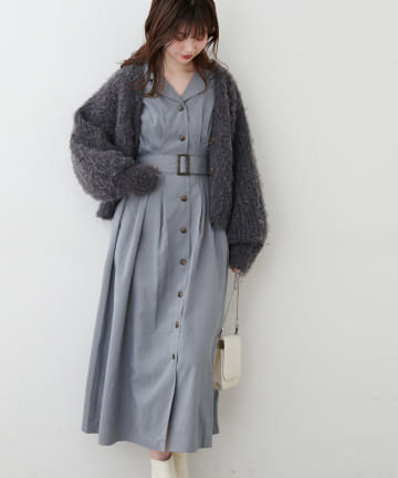 natural couture(ナチュラルクチュール) 【WEB限定カラー有り】開襟レディシャツワンピース