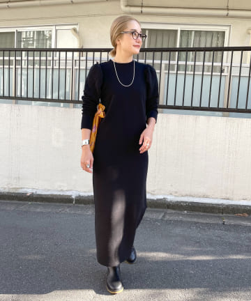 リヨセル/コットン裏毛パフスリーブワンピース