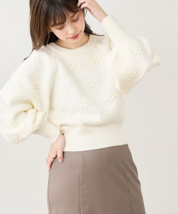 natural couture(ナチュラルクチュール) 【WEB限定カラー有り】つぶつぶお花ニット