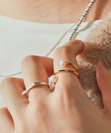 【WEB限定】ダブルパールラインリング&イヤーカフ