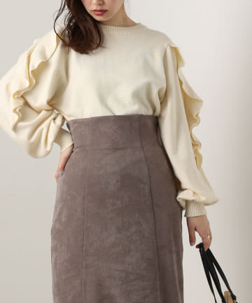 natural couture(ナチュラルクチュール) ラッフルスリーブニット