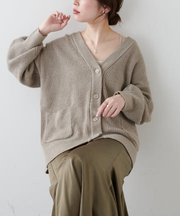 natural couture(ナチュラルクチュール) 【着用動画あり】ポケット付きゆるっとカーディガン