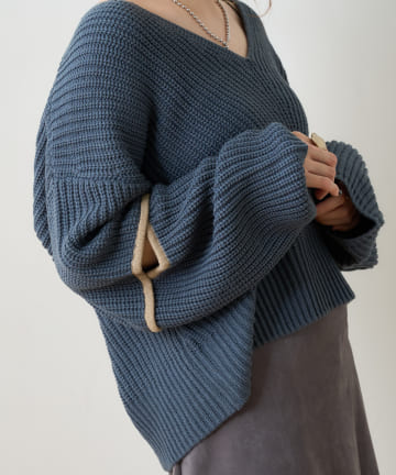 NICE CLAUP / OLIVE des OLIVE OUTLET(ナイスクラップ  / オリーブ デ オリーブ アウトレット) 畦編み肘スリットＰＯ