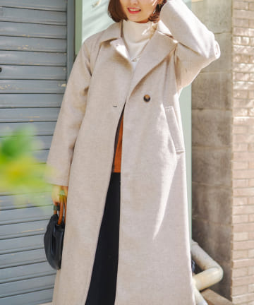 Chez toi(シェトワ) 【前を閉じるとステンカラー風に】ウールタッチネック2WAYコート