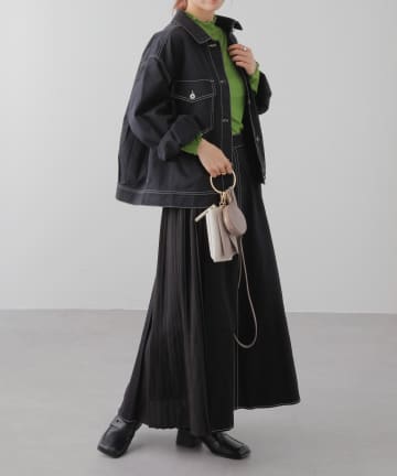 ツイルサイドプリーツロングスカート