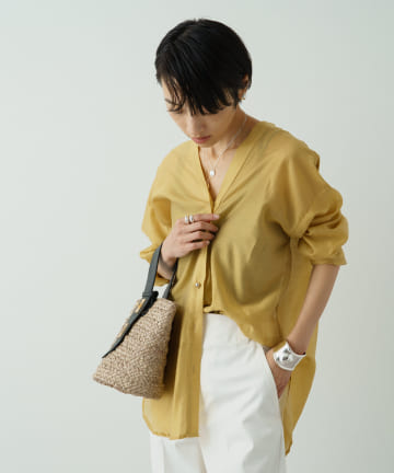 シアーロングバイヤスブラウス