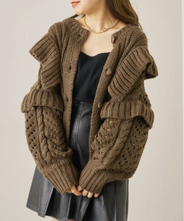 OUTLET(アウトレット) 【who's who Chico】ローゲージフリルニット2wayカーディガン