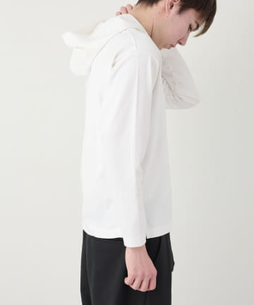 ソフトコットンスムースフードボックス型長袖Tシャツ