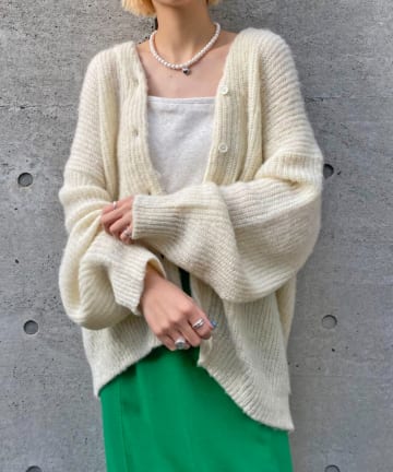 モヘアライクシャギーカーディガン