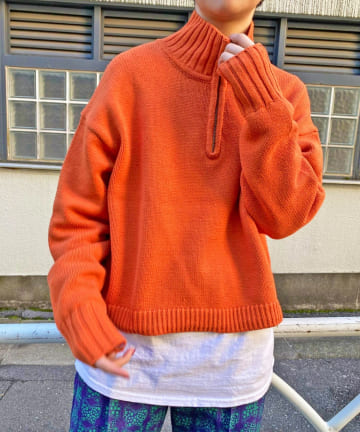 ハーフジップショートニット