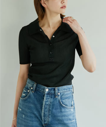 【Courreges】シアーニットポロシャツ