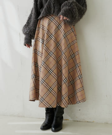 natural couture(ナチュラルクチュール) 【WEB限定カラー有り】チェック柄フレアスカート