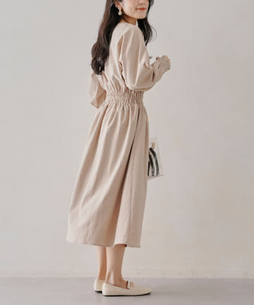 Chez toi(シェトワ) ウエストシャーリングゴムワンピース